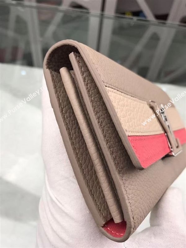 replica Louis Vuitton LV Capucines Wallet Real Leather Purse Bag Apricot&Red M62132