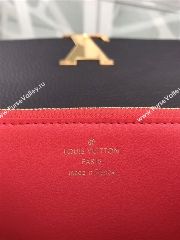 replica Louis Vuitton LV Capucines Wallet Real Leather Purse Bag Black&Red M62133