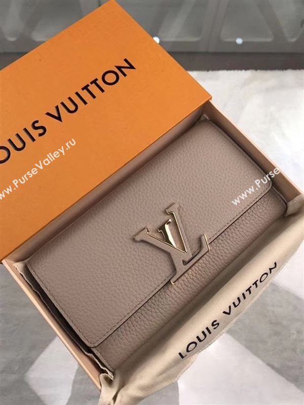 replica Louis Vuitton LV Capucines Wallet Real Leather Purse Bag Gray M61249