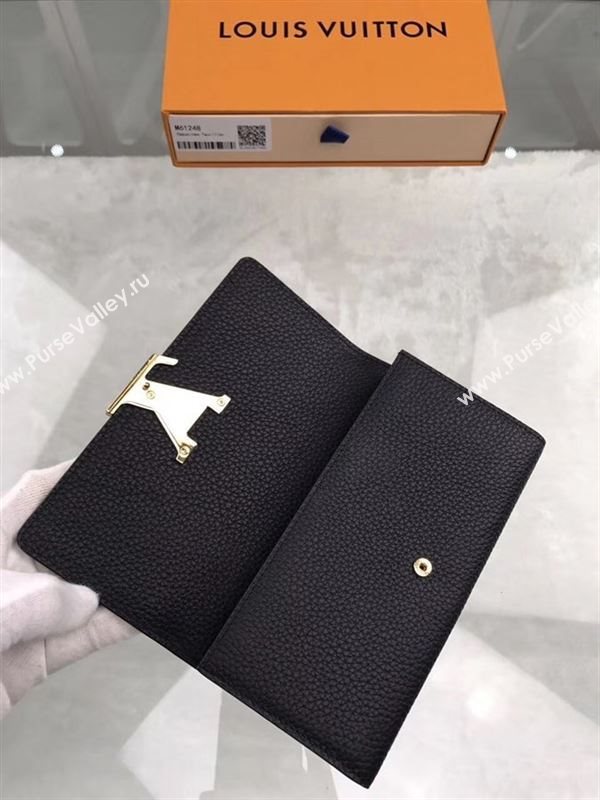 replica Louis Vuitton LV Capucines Wallet Real Leather Purse Bag Black M61248