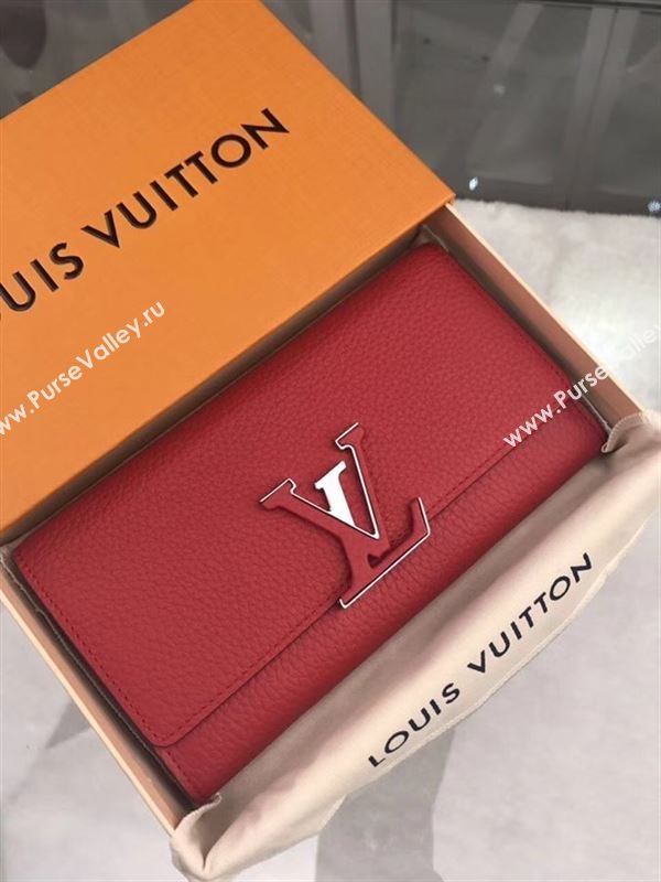 replica Louis Vuitton LV Capucines Wallet Real Leather Purse Bag Red M61471