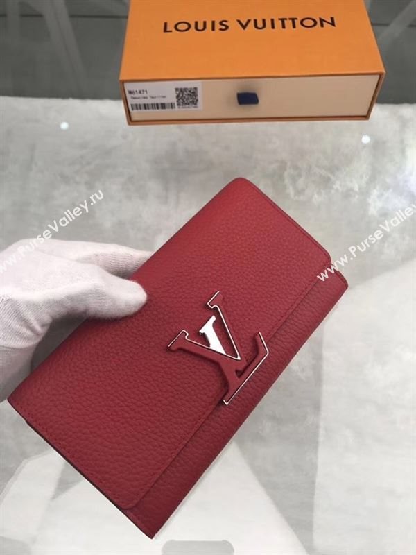 replica Louis Vuitton LV Capucines Wallet Real Leather Purse Bag Red M61471