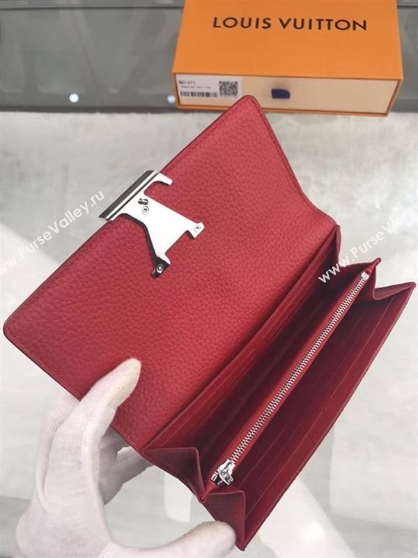 replica Louis Vuitton LV Capucines Wallet Real Leather Purse Bag Red M61471