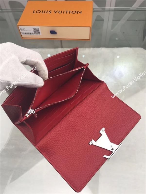replica Louis Vuitton LV Capucines Wallet Real Leather Purse Bag Red M61471