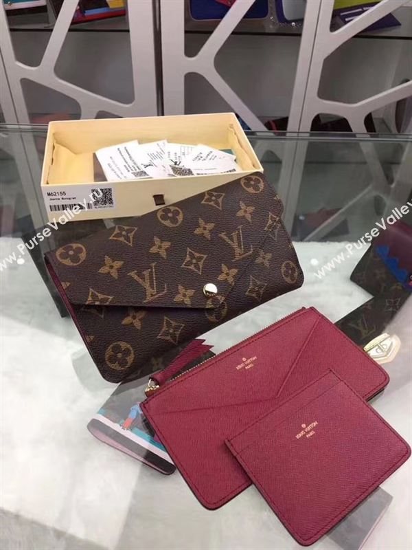 replica Louis Vuitton LV Jeanne Wallet Clutch Monogram Canvas Purse Bag Wine M62155