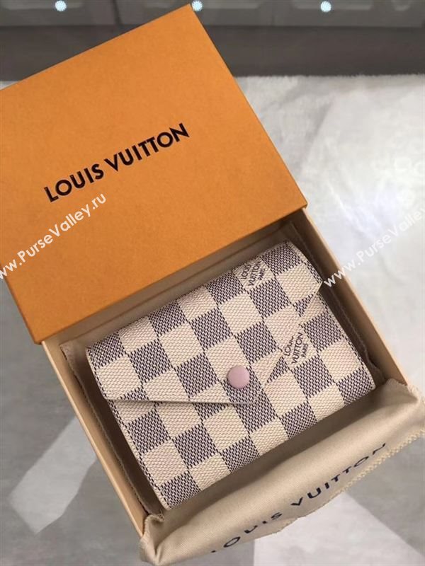 replica Louis Vuitton LV Victorine Wallet Damier Azur Canvas Purse Bag White N64022