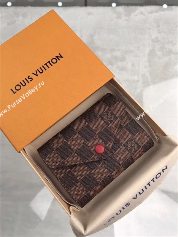 replica Louis Vuitton LV Victorine Wallet Damier Canvas Purse Bag Red N41659