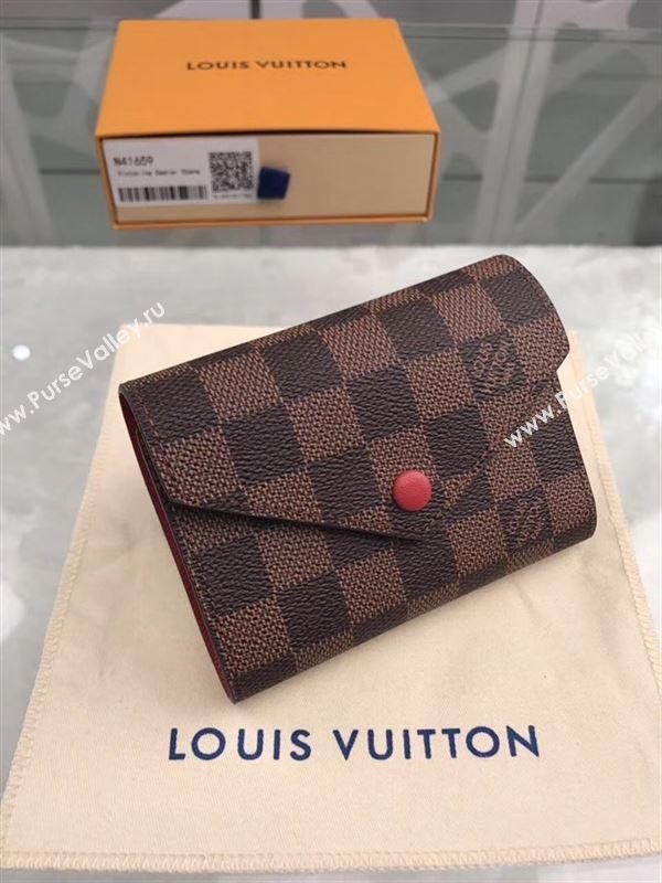 replica Louis Vuitton LV Victorine Wallet Damier Canvas Purse Bag Red N41659