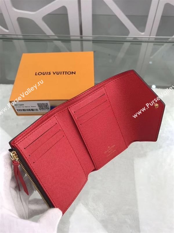 replica Louis Vuitton LV Victorine Wallet Damier Canvas Purse Bag Red N41659