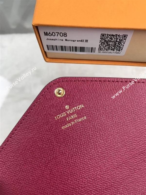 replica Louis Vuitton LV Josephine Wallet Monogram Canvas Purse Bag Maroon M60708