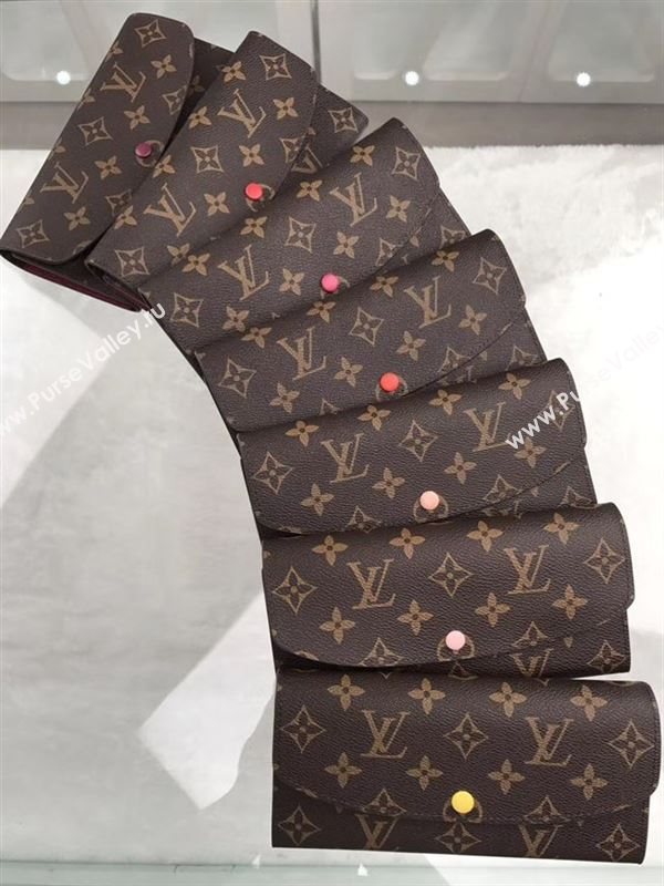 replica Louis Vuitton LV Emilie Wallet Monogram Canvas Purse Bag Brown M60697