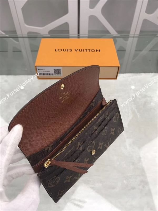 replica Louis Vuitton LV Emilie Wallet Monogram Canvas Purse Bag Brown M60697