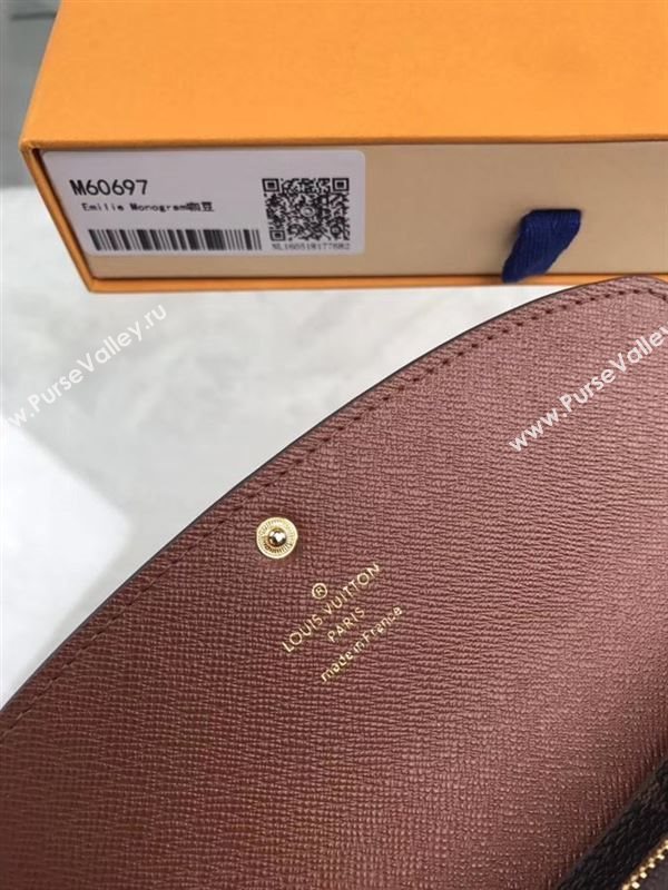 replica Louis Vuitton LV Emilie Wallet Monogram Canvas Purse Bag Brown M60697
