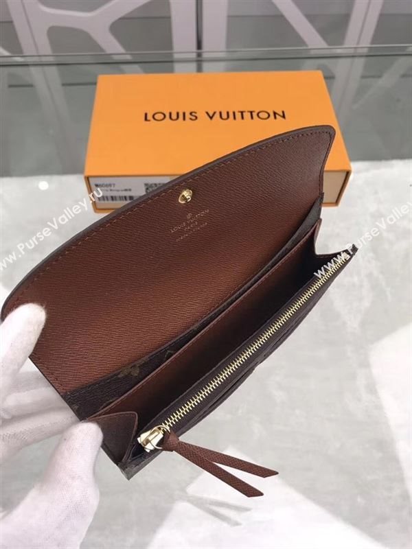 replica Louis Vuitton LV Emilie Wallet Monogram Canvas Purse Bag Brown M60697