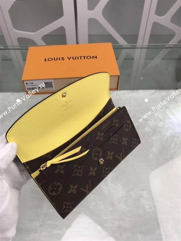 replica Louis Vuitton LV Emilie Wallet Monogram Canvas Purse Bag Yellow M61768