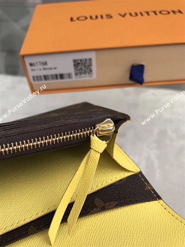 replica Louis Vuitton LV Emilie Wallet Monogram Canvas Purse Bag Yellow M61768