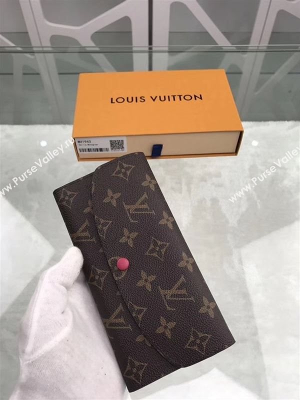 replica Louis Vuitton LV Emilie Wallet Monogram Canvas Purse Bag Rose M41943