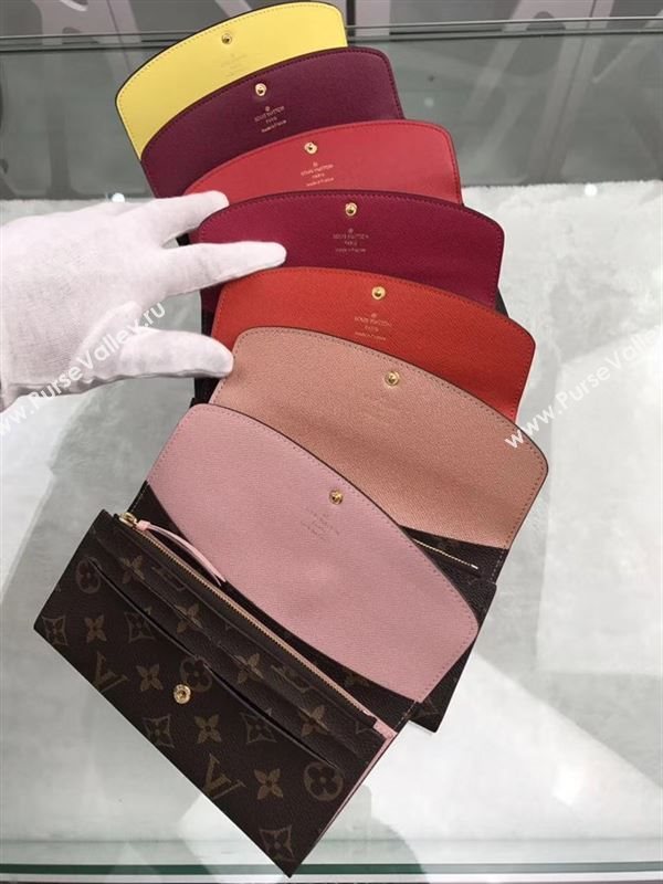 replica Louis Vuitton LV Emilie Wallet Monogram Canvas Purse Bag Pink M61289