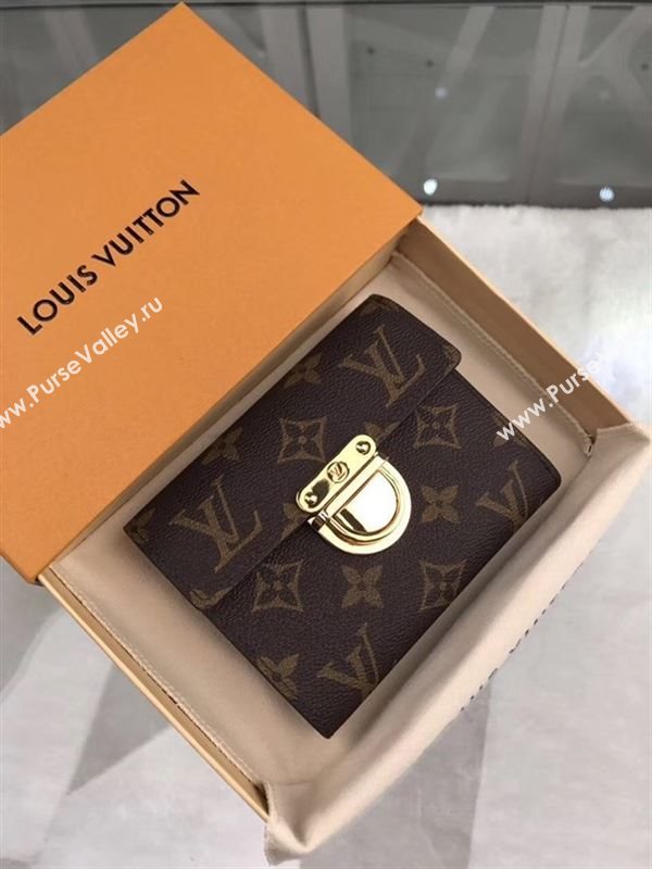 replica Louis Vuitton LV Joey Short Wallet Monogram Canvas Purse Bag Brown M58013