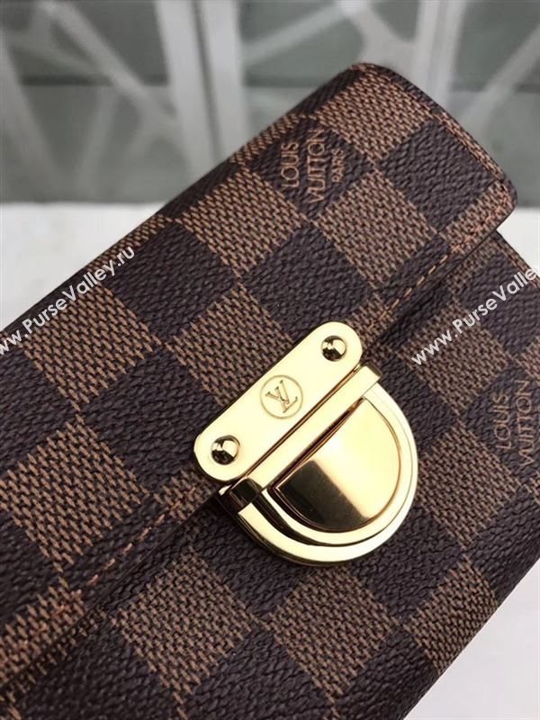 replica Louis Vuitton LV Joey Short Wallet Damier Canvas Purse Bag Coffee N60005