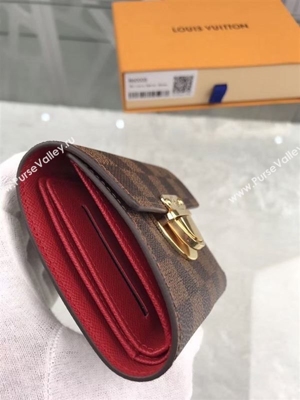 replica Louis Vuitton LV Joey Short Wallet Damier Canvas Purse Bag Coffee N60005