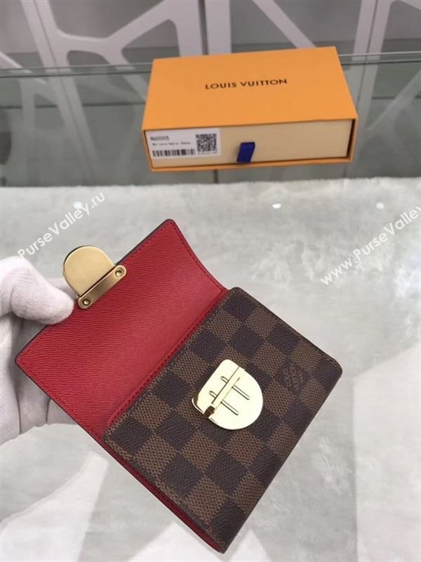 replica Louis Vuitton LV Joey Short Wallet Damier Canvas Purse Bag Coffee N60005