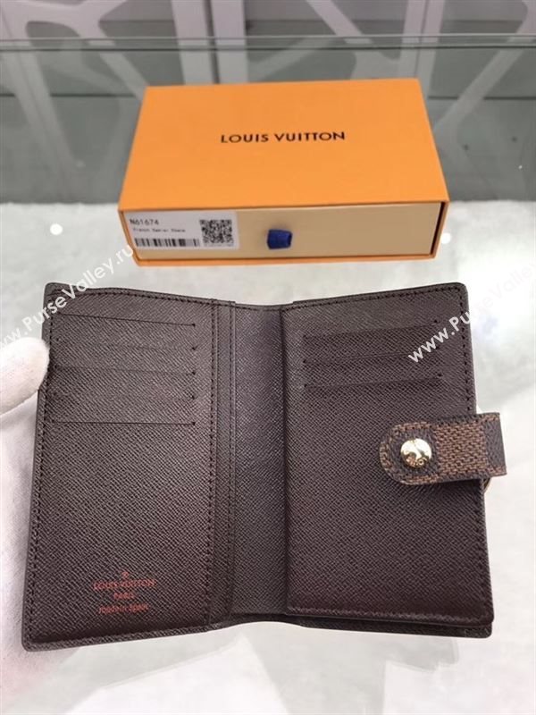 replica Louis Vuitton LV French Wallet Damier Canvas Purse Bag Coffee N61674