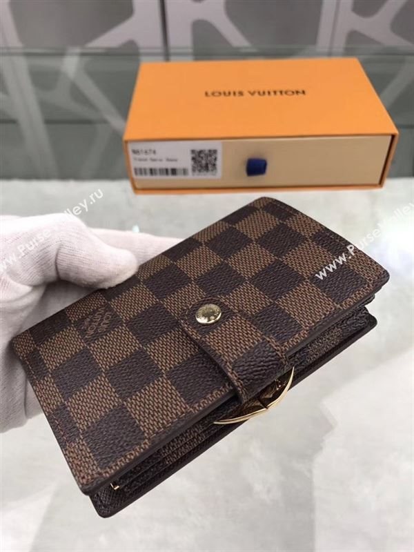 replica Louis Vuitton LV French Wallet Damier Canvas Purse Bag Coffee N61674