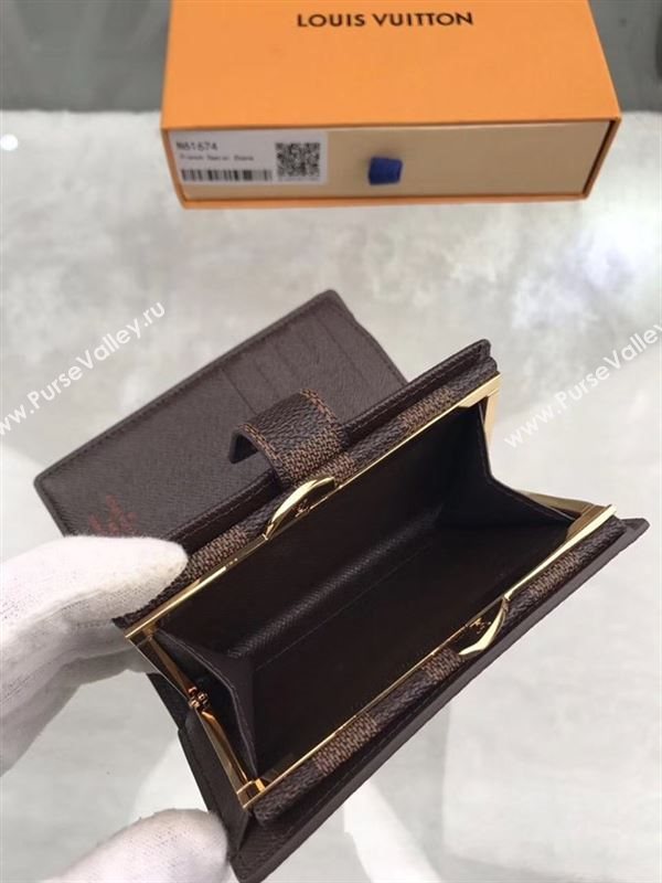 replica Louis Vuitton LV French Wallet Damier Canvas Purse Bag Coffee N61674