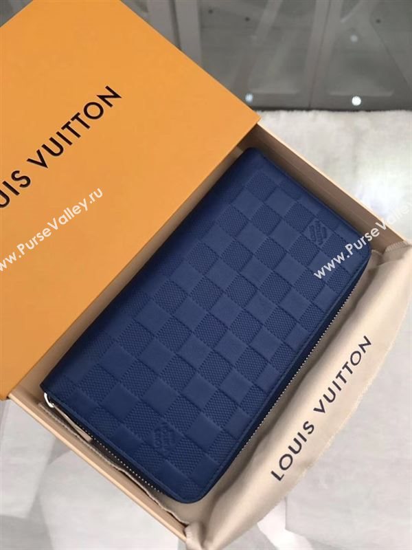 replica Louis Vuitton LV Zippy Organizer Wallet Damier Infini Leather Purse Bag Blue N60003