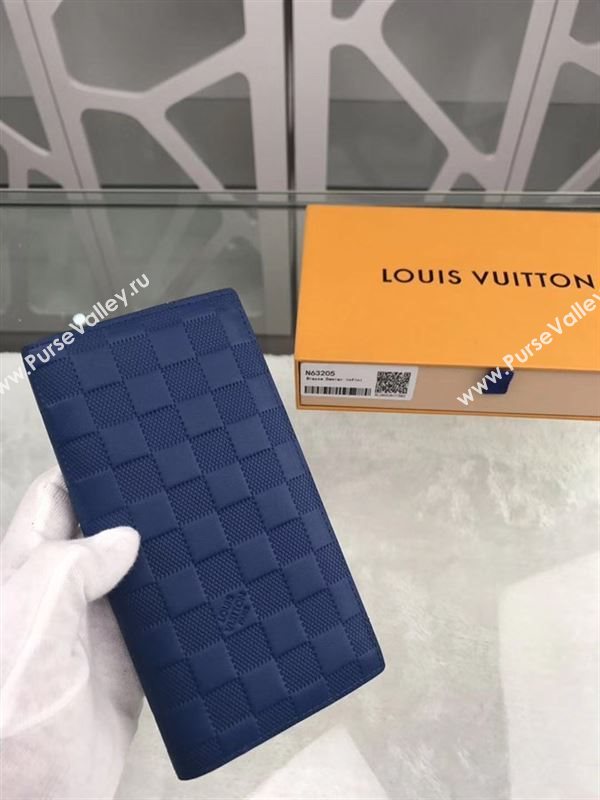 replica Louis Vuitton LV Brazza Wallet Damier Infini Leather Purse Bag Blue N63205