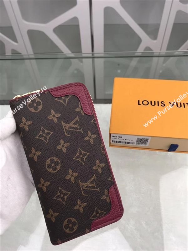 replica Louis Vuitton LV Zippy Wallet Retiro Monogram Canvas Purse Bag Maroon M61189