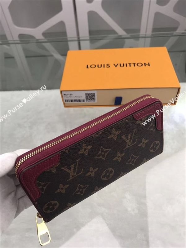 replica Louis Vuitton LV Zippy Wallet Retiro Monogram Canvas Purse Bag Maroon M61189