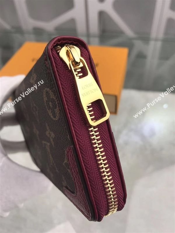 replica Louis Vuitton LV Zippy Wallet Retiro Monogram Canvas Purse Bag Maroon M61189