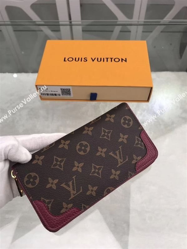 replica Louis Vuitton LV Zippy Wallet Retiro Monogram Canvas Purse Bag Maroon M61189