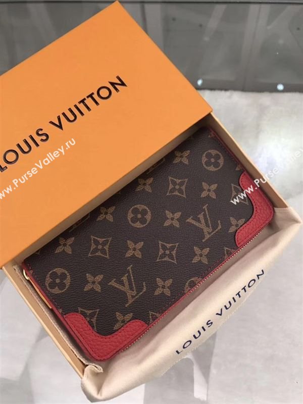 replica Louis Vuitton LV Zippy Wallet Retiro Monogram Canvas Purse Bag Red M61187