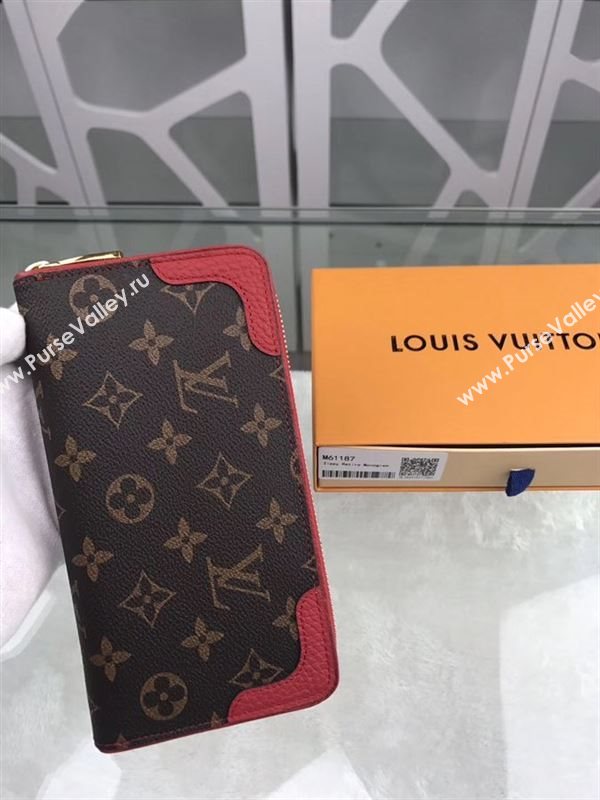 replica Louis Vuitton LV Zippy Wallet Retiro Monogram Canvas Purse Bag Red M61187