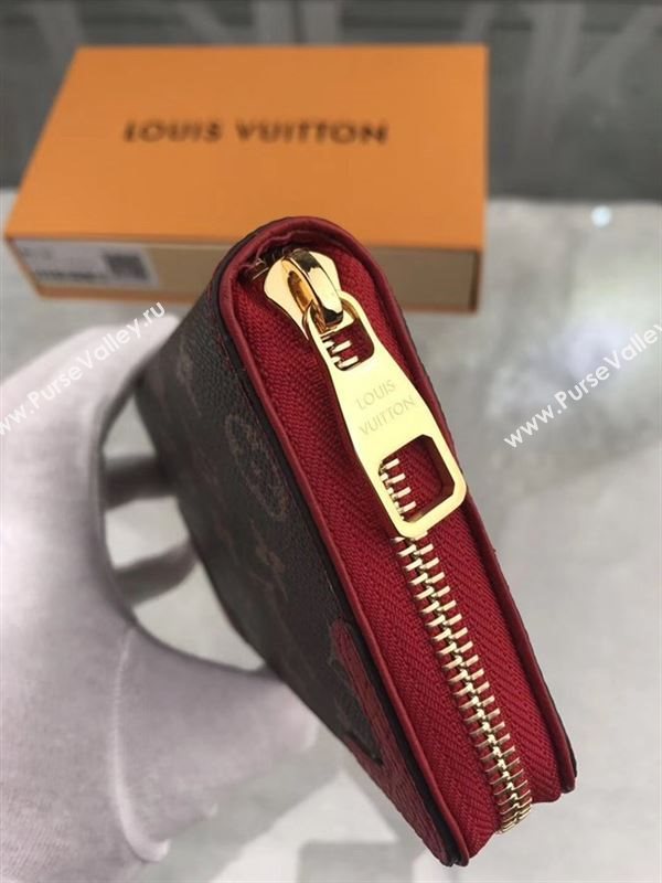 replica Louis Vuitton LV Zippy Wallet Retiro Monogram Canvas Purse Bag Red M61187
