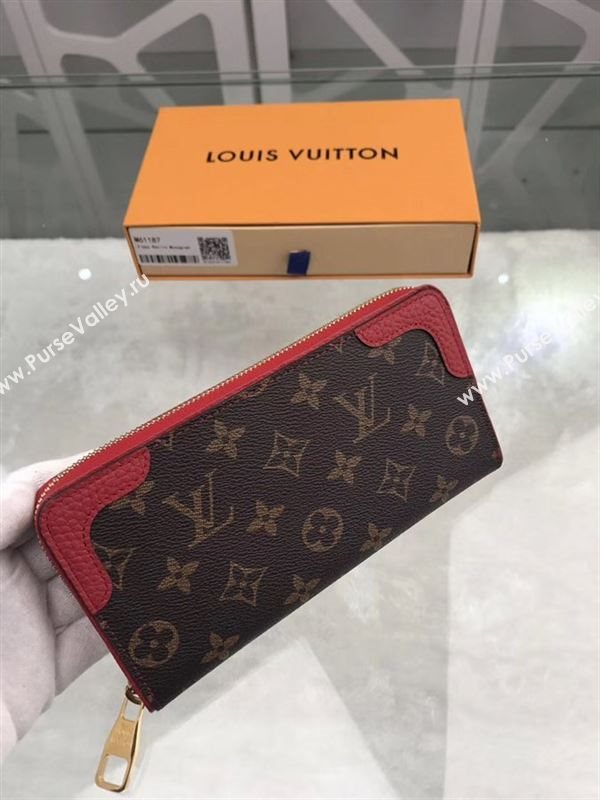 replica Louis Vuitton LV Zippy Wallet Retiro Monogram Canvas Purse Bag Red M61187