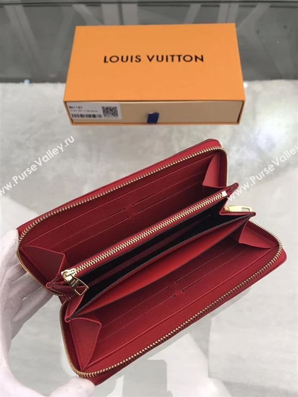 replica Louis Vuitton LV Zippy Wallet Retiro Monogram Canvas Purse Bag Red M61187