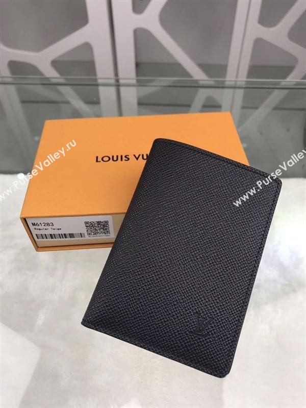 replica Louis Vuitton LV Regular Wallet Taiga Leather Purse Bag Black M61283