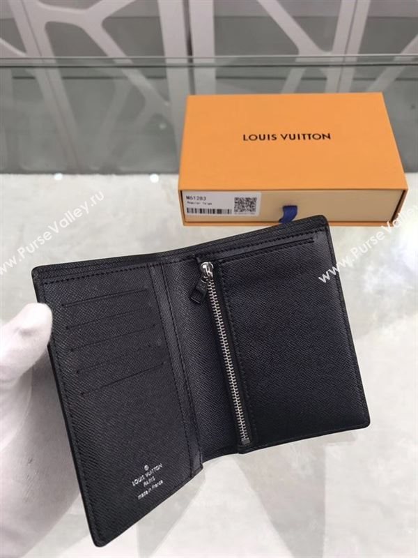 replica Louis Vuitton LV Regular Wallet Taiga Leather Purse Bag Black M61283