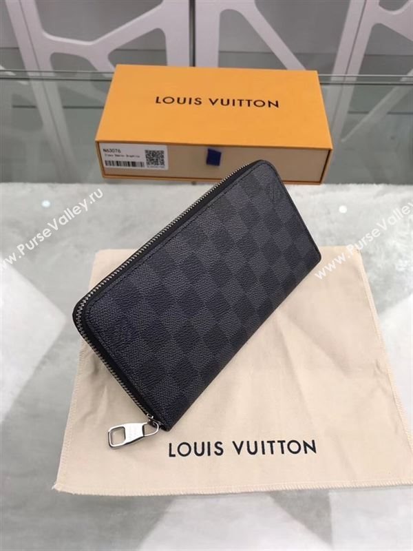 replica Louis Vuitton LV Zippy Wallet Damier Graphite Canvas Purse Bag Gray N63305