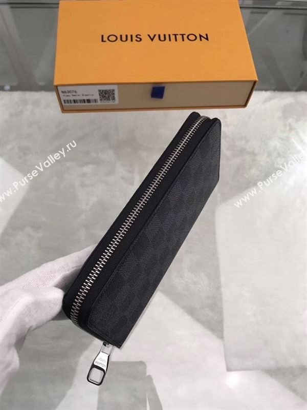 replica Louis Vuitton LV Zippy Wallet Damier Graphite Canvas Purse Bag Gray N63305