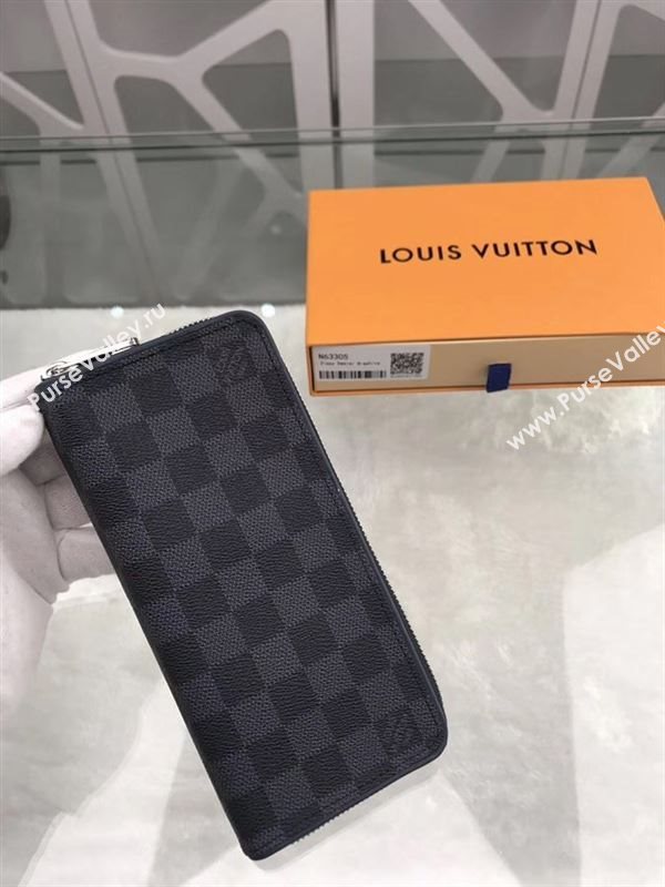 replica Louis Vuitton LV Zippy Wallet Vertical Damier Graphite Canvas Purse Bag N63305