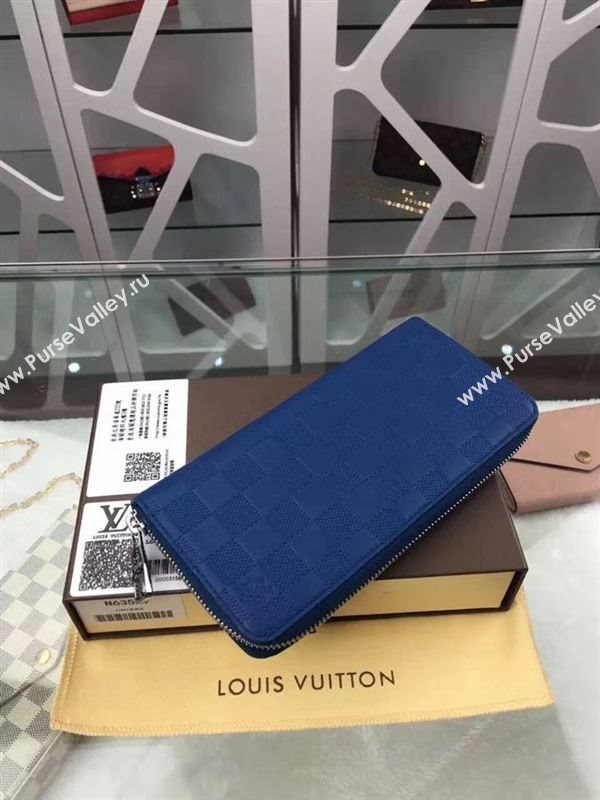 replica Louis Vuitton LV Zippy Organizer Wallet Damier Ifini Leather Purse Bag Blue N63549