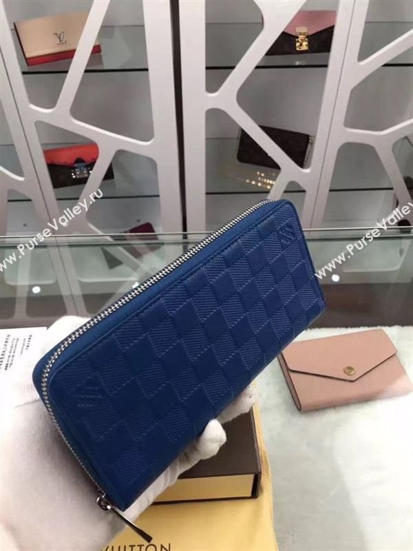 replica Louis Vuitton LV Zippy Organizer Wallet Damier Ifini Leather Purse Bag Blue N63549