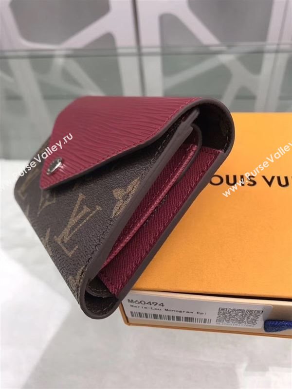 replica Louis Vuitton LV Marie-Lou Short Wallet Monogram Epi Leather Purse Bag Maroon M60494