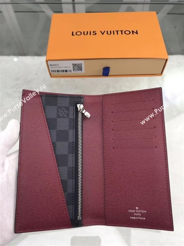 replica N64421 Louis Vuitton LV Alexandre Wallet Damier Canvas Purse Bag Wine