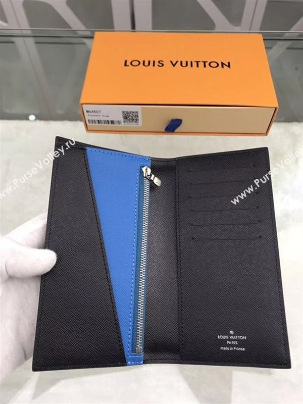 replica M64507 Louis Vuitton LV Alexandre Wallet Taiga Leather Purse Bag Black